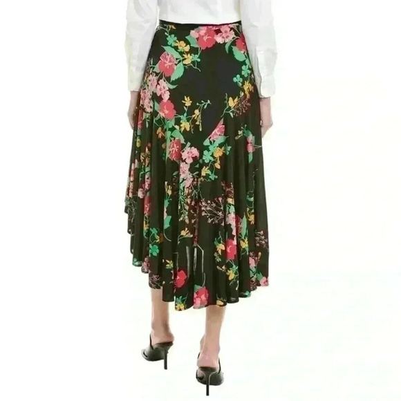 Cabi Drama Skirt Black Floral Print Black Wrap Midi Style Size Medium Womens - Picture 8 of 16